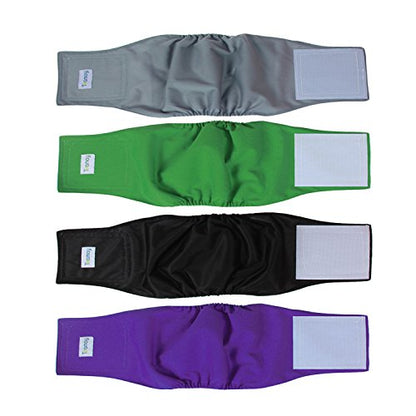 Teamoy Male Dog Belly Bands Washable 4-Pack, Reusable Dog Diapers Wraps for Incontinence & Marking (S,10"-13" Waist) - size: S(10"-13"Waist)