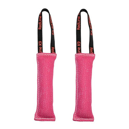 Redline K9 Bundle of 2 French Linen Dog Tug Toy 3 inch X 10 inch - 1 Handles (Pink) - color: Pink