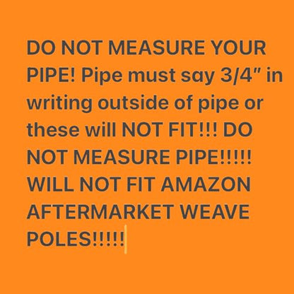 Weave Pole Guide Wires ONLY (Clip on) Set of 4 for Dog Agility. Read Description. Will ONLY fit Homemade Weave Poles Made from Factory Labeled 3/4" PVC Pipe