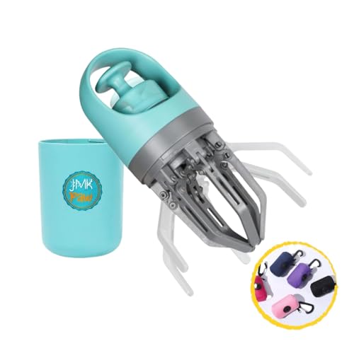 Pooper Scooper for Dog – Portable Dog Poop Holder with Waste Bag Pouch, Doggy Yard Trash Picker Upper, Small & Large Dogs Poop Scoop with Claw Pickup Tool, Travel Pet Accessories for Walking
