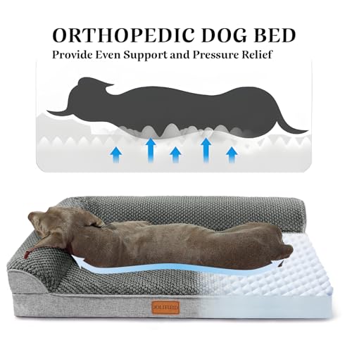 Orthopedic Dog Bed Medium Size Dog 30''X20'', Waterproof L Bolster Egg Crate Foam Pet Crate Beds with Washable Removable Cover, Non-Slip Soft Pet Couch Sleep Mat, Grey - color: Grey, size: M:30x20x3.5 IN