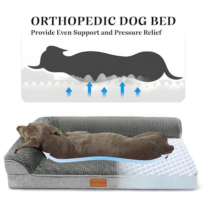 Orthopedic Dog Bed Medium Size Dog 30''X20'', Waterproof L Bolster Egg Crate Foam Pet Crate Beds with Washable Removable Cover, Non-Slip Soft Pet Couch Sleep Mat, Grey - color: Grey, size: M:30x20x3.5 IN