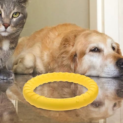 PRETYZOOM Large Yellow Dog Chew Ring, Sturdy Eva Solid Interactive Chew for Medium to Large Dogs, Puppy Teething for Aggressive Chewers and Training Play