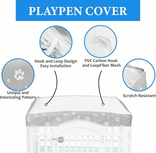 Dog Playpen Bottom Pad and Mesh Top Cover fit 36" x 36“ Puppy Playpen(Fence NOT Included),Reusable for Pet Training,Dog Crate,Waterproof Pet Pee Pads,Whelping,Puppies/Small Dogs,Hoop&Loop Design,Gray - color: 36"-BOTTOM and COVER-GARY