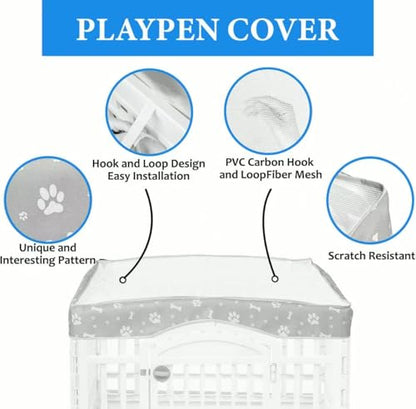 Dog Playpen Bottom Pad and Mesh Top Cover fit 36" x 36“ Puppy Playpen(Fence NOT Included),Reusable for Pet Training,Dog Crate,Waterproof Pet Pee Pads,Whelping,Puppies/Small Dogs,Hoop&Loop Design,Gray - color: 36"-BOTTOM and COVER-GARY