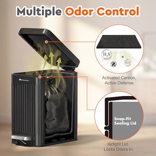 Dog Poop Trash Can Outside - Odor Control & Waterproof, 2.7Gal Metal Pet Waste Garbage Can with Lid & Foot Pedal - Includes 30 Bags, a Bag Holder, and Lawn Stakes for Outdoor Security - size: Medium-2.7 Gallon