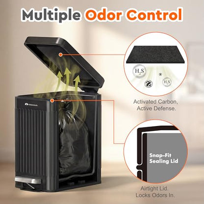 Dog Poop Trash Can Outside - Odor Control & Waterproof, 2.7Gal Metal Pet Waste Garbage Can with Lid & Foot Pedal - Includes 30 Bags, a Bag Holder, and Lawn Stakes for Outdoor Security - size: Medium-2.7 Gallon