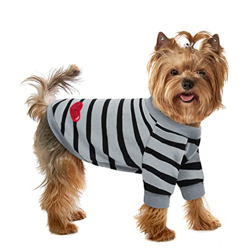Pet Dog Striped T-Shirt Dogs Cats Cotton Vest Spring Summer Pet Apparel Tee Shirt Suitable for Small and Medium Large Pets French Bulldog Bichon - color: Grey, size: X-Small
