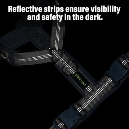 Plutus Pet No Pull Dog Harness, Adjustable Nylon Harness with Soft Padding, Reflective and Heavy Duty Dog Harness for Small, Medium, Large Dogs(Gray, M) - color: Gray, size: M