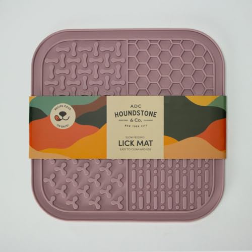 ADC Houndstone & Co. Dog Lick Mat, Powder Blue Color, Food-Grade Silicone, 8" x 8", Dishwasher Safe
