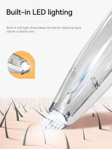 Dog Paw Trimmer, Low Noise Dog Paw Hair Trimmer with LED Light & Vacuum Suction, Precision Pet Micro Trimmers Tool for Paws, Ears, Eyes & Face, Washable Blade, 2-Speed Rechargeable