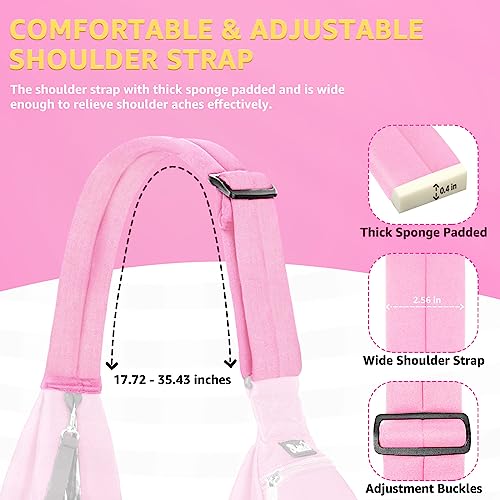 SlowTon Dog Carrier Sling - Thick Padded Shoulder Strap Adjustable Dog Carriers for Small Dogs, Puppy Carrier Purse for Pet Cat with Front Zipper Pocket Safety Belt Machine Washable (Light Pink, M) - color: G-Pink Knitted Fabric
