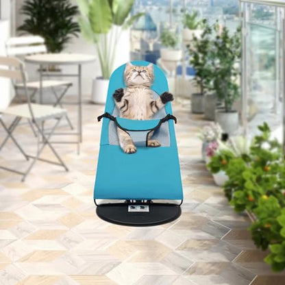 Pet Rocking Chair, Portable Dog Rocker Bed Chair 4 Modes Adjustments Pet Rocker Bed Washable Removable Small Dogs Cots Sofa Beds for Pets Under 33lbs/15Kg (Blue) - color: Blue