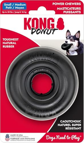 KONG Extreme Donut Dog Toy – Toughest Durable Natural Rubber Chew Toy for Power Chewers – Safe on Teeth & Gums, Fun Bounce & Roll for Indoor and Outdoor Play (Small/Medium) - size: (Small/Medium)