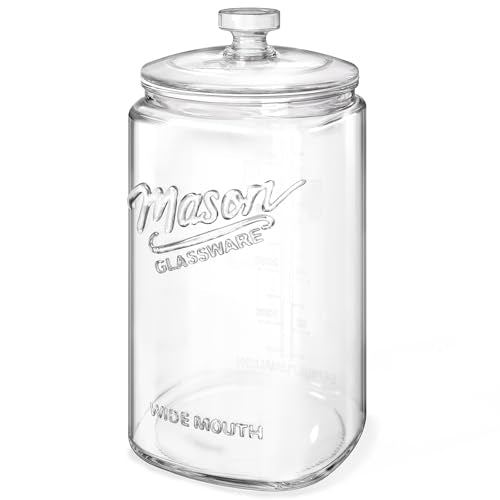 [NEW] 1.5 Gallon Glass Cookie Jar - Tall Glass Jar with Airtight Lid and Silicone Gasket, 1 Pack Large Glass Food Storage Container for Pantry Storage, Sourdough Starter, Dog Treats, Candy