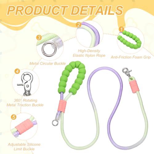 Dog Leash with Padded Hands Free, 6.6ft/2m Adjustable Bungee Dog Training Leash, No Pull Heavy Duty Nylon Rope(Blue Pink), Intended for Large Medium Pet Running/Hiking/Walking - color: Blue Pink, size: 6.6ft/2m