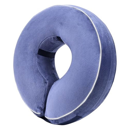 Inflatable Reflective Dog Cone Collar Alternative After Surgery,Doggie Recovery Dount Neck Ecollar,Adjustable Soft Dog Cone Collar for Small Medium Large Dogs (Blue, XXL) - color: Blue, size: XX-Large（18.5"-22.5"）