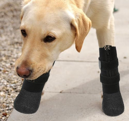 VALFRID Waterproof Grip Dog Shoes,Anti-Slip Dog Socks Boots,Zipper Dogs Booties Paw Protectors for Hardwood Floor,Indoor and Outdoor for Small Medium Large Dogs Black - size: Size 7