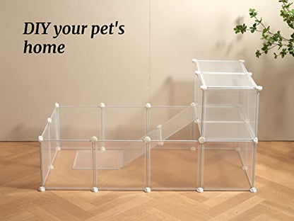 LURIVA Transparent Clear Small Animal Playpen, Guinea Pig Cages, Puppy Dog Playpen, Pet Playpen, Rabbit Bunny Indoor Fence Pen Enclosure, White Clear Plastic Playpen,12X12 Inch, 12Panels