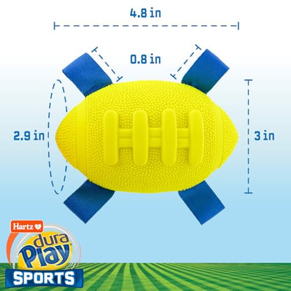 Hartz Dura Play Sports Football Dog Toy, Bacon Scented Squeaky Latex Yellow & Blue Toy, 1 Count - size: 1 Count, style: Football