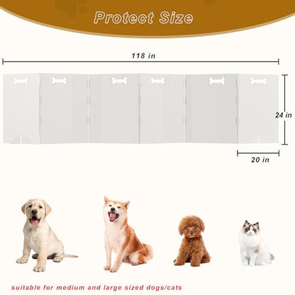 Clear Acrylic Dog Gate, 6 Panel 120" W x 24" H, Transparent Freestanding Pet Playpen Indoor, Foldable Pet Fence Barrier for Doorway with Handle/Support Feet - size: 6 Panel 120" W x 24" H