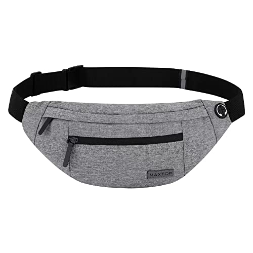 MAXTOP Large Crossbody Fanny Pack with 4-Zipper Pockets,Gifts for Enjoy Sports Festival Workout Traveling Running Casual Hands-Free Wallets Waist Pack Phone Bag Carrying All Phones - color: Neutral Gray, size: Large, style: Large Fanny Pack(4 Zipper Pocke