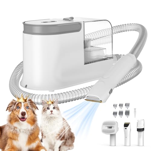 Dog Grooming Vacuum, Dog Grooming Kit, 3 Suction Modes Dog Brush Vacuum with 5 Pet Grooming Tools (Off-white) - color: Off-white