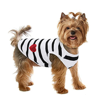 Pet Dog Striped T-Shirt Dogs Cats Cotton Vest Spring Summer Pet Apparel Tee Shirt Suitable for Small and Medium Large Pets French Bulldog Bichon - color: White-Vest, size: X-Small