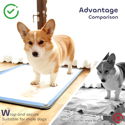Pawtasy Silicone Pee Pad Holder for Dogs Fits Up to 36" x 25" Training Pads Leak-Proof Non-Slip Puppy Pee Pad Holder with Fixed Buttons Portable Easy to Clean
