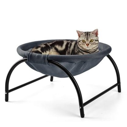 LIFLIX Raised Cat Hammock Bed, Standing Cat Cot with Washable Mesh, Pet Bed for for Kittens,Dark Blue - color: Dark Blue
