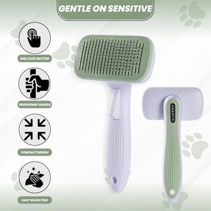 Self- Cleaning Slicker Brush for Dogs Suitable for Short & Long Haired Dogs and Effective Deshedding for Pet Grooming, Undercoat Removal, Tangle-Free Fur, Skin-Friendly Tool for Healthy Coat - size: Medium