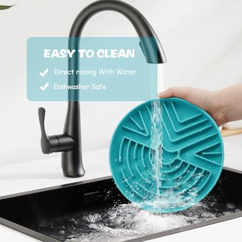 Lesipee Slow Feeder Dog Bowl for Large & Small Pets, Anti Choking Puzzle Dog Food Lick Mat with Non-Slip Base, Interactive Pet Slow Eating, Silicone Licking Mat Cat Feeding Bowl for Puppies & Cats - color: Blue