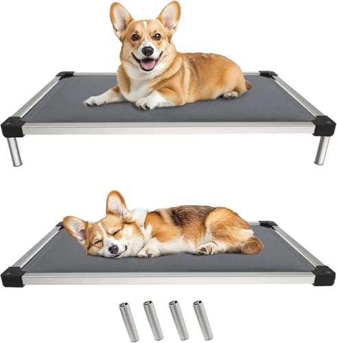 FXW TitanNest Chew-Proof Elevated Dog Bed, Raised Cot for Indoor/Outdoor/Camping Use, Durable & Washable Padded Pet Bed for Medium Dogs, 41.0" L x 27.0" W x 5.0" H, Gray - color: Gray, size: Medium Dog (41.0"L x 27.0"W x 5.0"H)