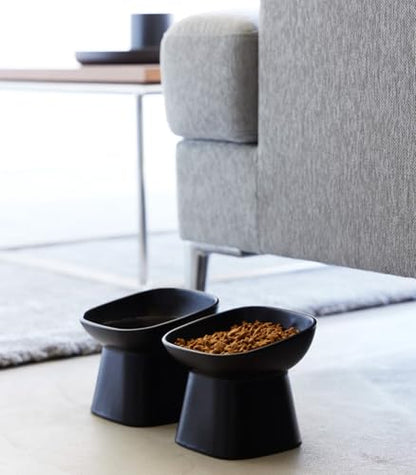 Yamazaki Home Tower Elevated Ceramic Pet Food Bowl - Angled, Non-Slip, Microwave & Dishwasher Safe - 6.7Oz - color: Black