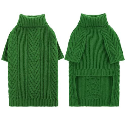 Dog Sweaters for Large Dog Girl Boy, Turtleneck Long Sleeve Knitted Pets Pullover Fall Winter Warm Solid Pull-on Pet Sweatshirt Rottweiler (Green, 2XL) - color: Green, size: XX-Large