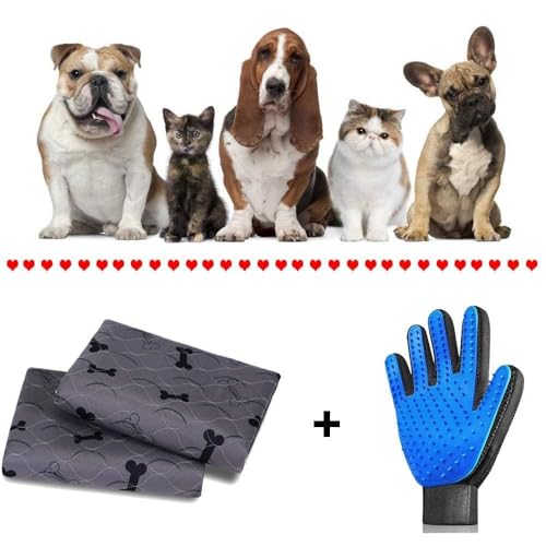 Washable Dog Pee Pads with Free Grooming Gloves,Non Slip Dog Mats with Great Urine Absorption,Reusable Puppy Pee Pads for Whelping,Potty,Training,Playpen - size: 24x24 Inch (Pack of 2)