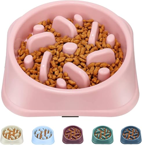 UPSKY Slow Feeder Small Dog Bowl - Anti-Slip Puzzle Bowl Feeder, Interactive Bloat Stop, Anti-Choking - color: pink