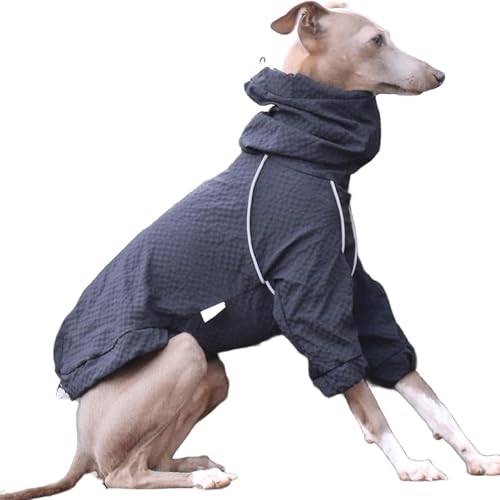 Turtleneck Dog Windbreaker Jacket for Italian Greyhound, Lightweight Windproof Dog Coat with Reflective Strip Whippet Clothing Pet Outdoor Clothes for Small Medium Dogs(Black,S) - color: Black, size: S