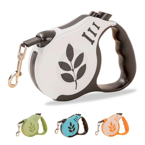 Retractable Dog Leash with Non-Slip Handle, 16 FT Automatic Telescopic Tractor with Atuo Locking Botton，Durable Pet Tape for Small and Medium-Sized Dogs White - color: White, size: 16FT