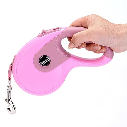 Retractable Dog Leash, 16.4FT Dog Walking Leash for Medium Large Dog Up to 110lbs, One-Handed Brake, Pause, Lock, No Tangle Nylon Tape, Anti-Slip Handle, Pink 5M - size: 16.4FT-PINK