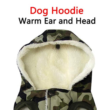 Vecomfy Fleece Lining Extra Warm Dog Hoodie in Winter,Small Dog Jacket Puppy Coats with Hooded,Green Camo XS - color: Green Camo, size: X-Small (Pack of 1)