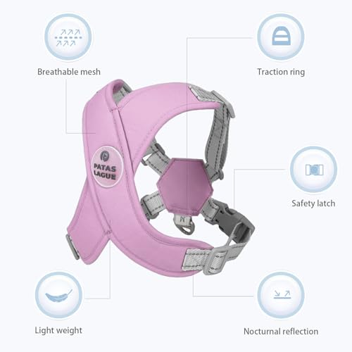Patas Lague Dog Harness with Leash Set Adjustable Soft Padded Step-in Dog Vest No Choke No Pull Reflective for Small Medium Pets with Poop Bags and Dispenser, Solid and No-chew, Purple S - color: Purple, size: S (Neck 18.1-21.2'' Chest 21.2-25.2'')