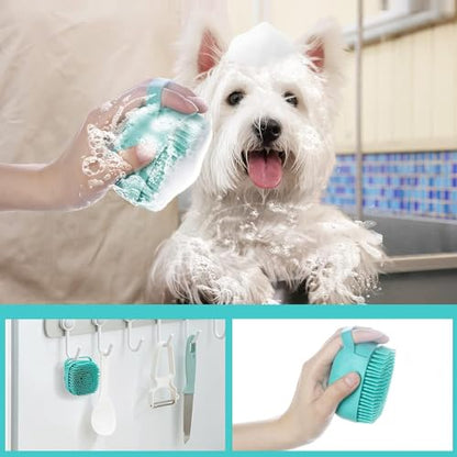 Gentle Pet Bath Brush with Shampoo Dispenser – Soft Silicone Dog & Cat Grooming Scrubber, Massage & Deep Clean for All Fur Types