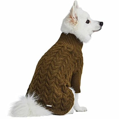 Blueberry Pet Classic Fuzzy Textured Knit Pullover Turtle-Neck Dog Sweater in Dark Olive - Award-Winning Christmas Sweater for Small Dogs 10" - color: Dark Olive, Turtle-neck, size: 10 inch