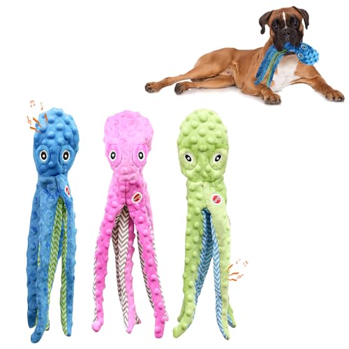SPOT Skinneeez Extreme Stuffing Free Durable Squeaker Octopus Dog Toys, 16in, Pack of 3 Pcs