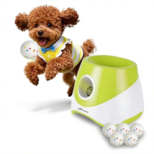 Automatic Dog Ball Launcher, Dog Ball Thrower with 3 Launching Distance | 20-46ft, Rechargeable Dog Toy Mental Stimulation Training Game with 2.3" ETPU Balls for Energetic Small Medium Dogs - size: 20-46ft