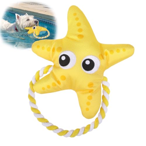 SCENEREAL Dog Toy for Small Medium Dogs- Floating Dog Toys Squeaky Toys for Water Pool Fetch, Halloween Starfish Shape Interactive Pet Chew Toy Outdoor Interactive Play