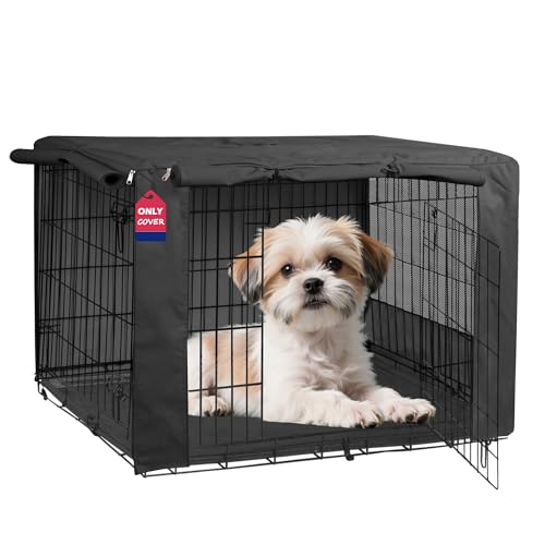HiCaptain Breathable Dog Crate Cover 24 Inch, Durable Heavy Duty Kennel Cover, Dual Zippered Panels, Windproof Waterproof UV-Resistant(Black) - color: Black, size: 24.0"L x 18.0"W x 20.0"H