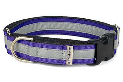 If It Barks 1" Reflective Martingale Collar with Quick Snap Buckle for Dogs, Adjustable, Made in USA,Small, Purple - color: Purple, size: Small w/Buckle