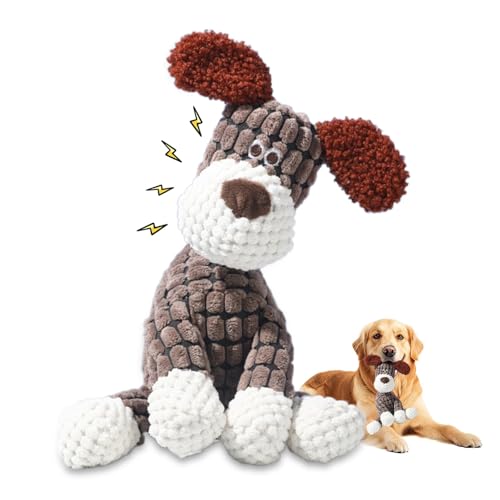 2025 New Dog Toys, Indestructible Plush Dog Toy, Dogs Toys for Aggressive Chewers, Dogs Squeaky Chew Toy for Indoor Pups Teething (Brown 1pcs) - color: Brown 1pcs